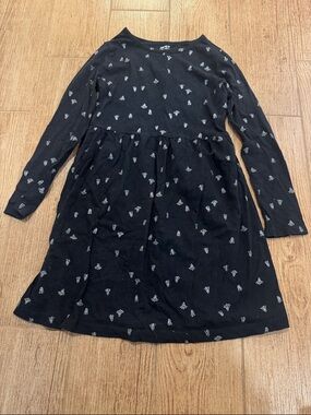 Carter's Black Long-Sleeve Knit Dress with White Floral Print